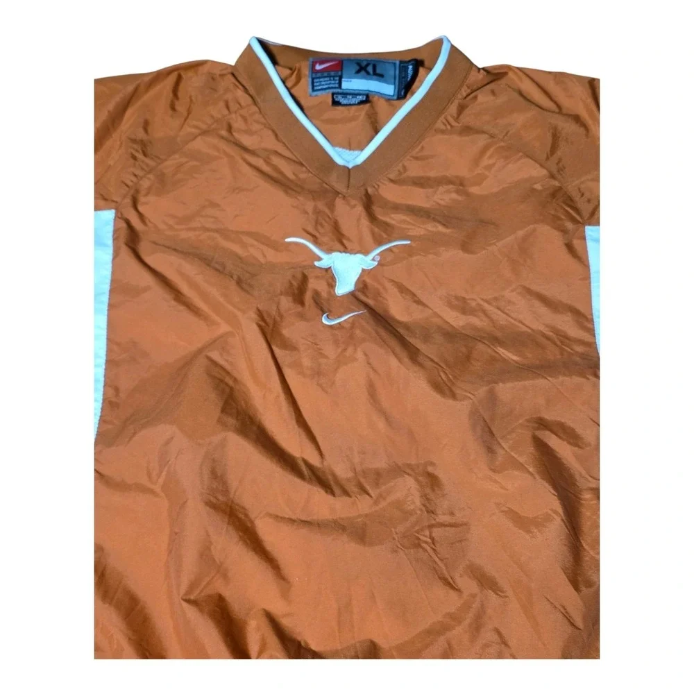 Vintage Nike Texas Longhorns Jacket XL Center Swoosh V-Neck Nylon‎ Pullover A8